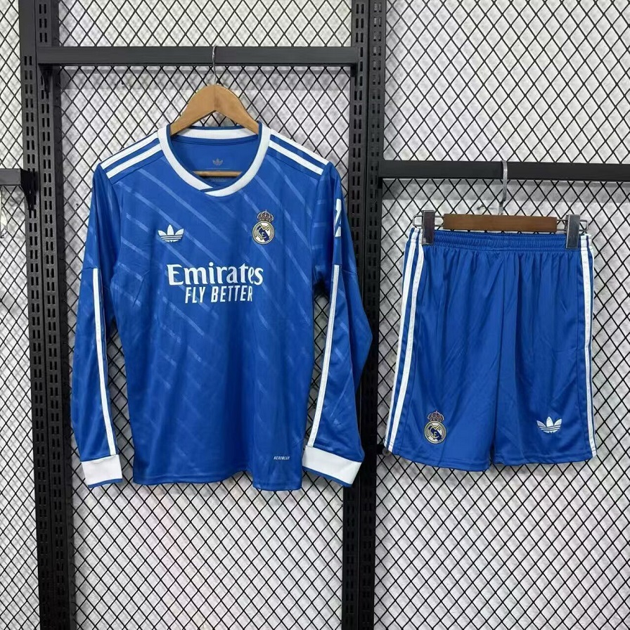 Kids-Real Madrid 25/26 Third Blue Long Soccer Jersey